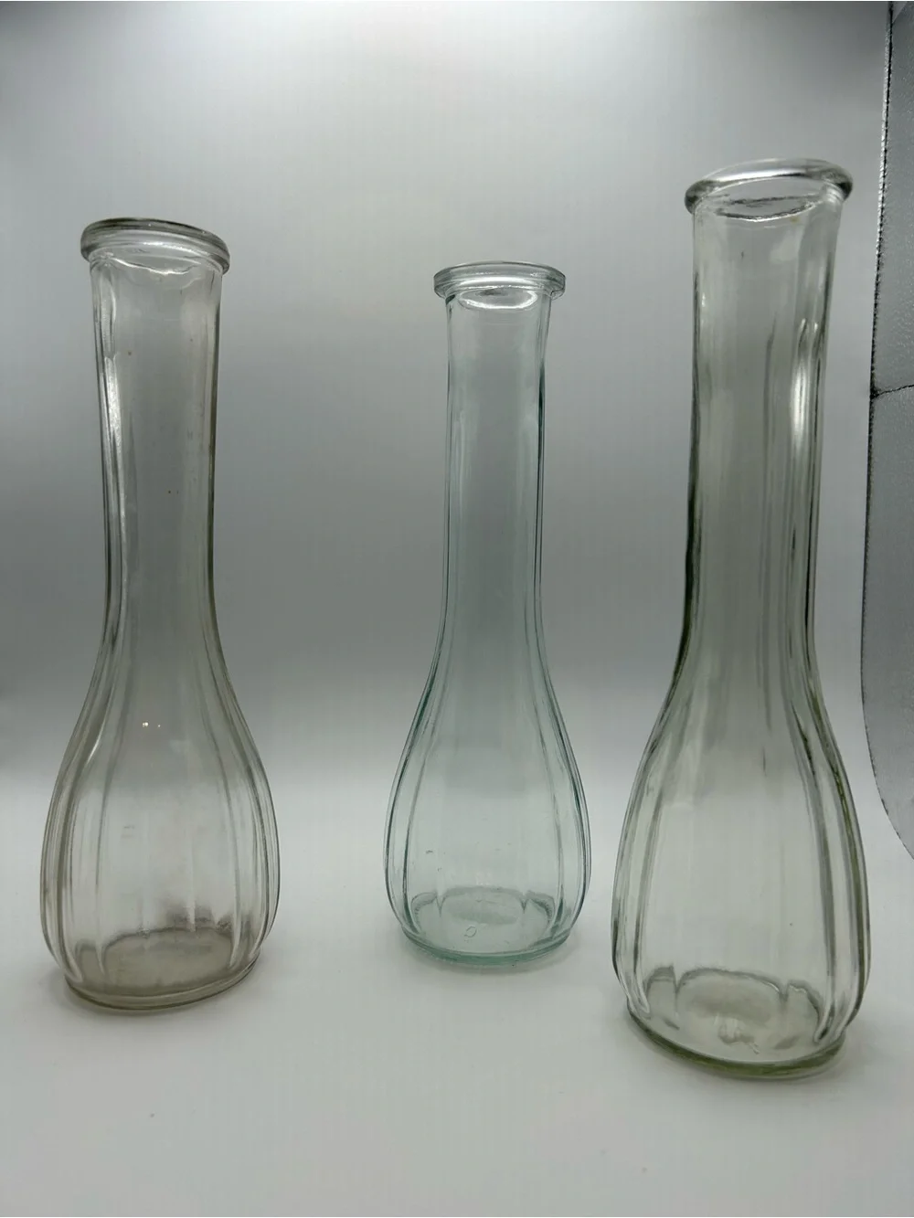 Vintage Clear Glass Bud Vases - Set of 3